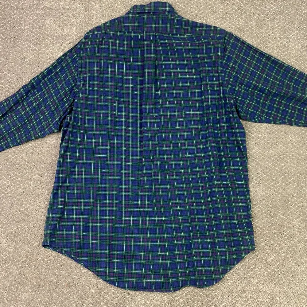 Vintage Ralph Lauren Flannel Shirt Men's XL Green Blue Plaid Tartan Blackwatch - Picture 3 of 13